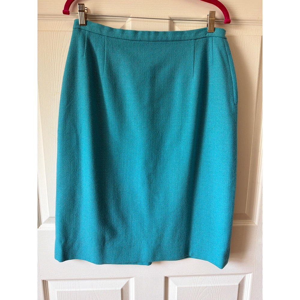 Pendleton Wool Pencil Skirt Women 18 Turquoise Blue Vintage Straight Academic